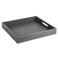 Kunooz Engraved Faux Leather Tray Charcoal, small